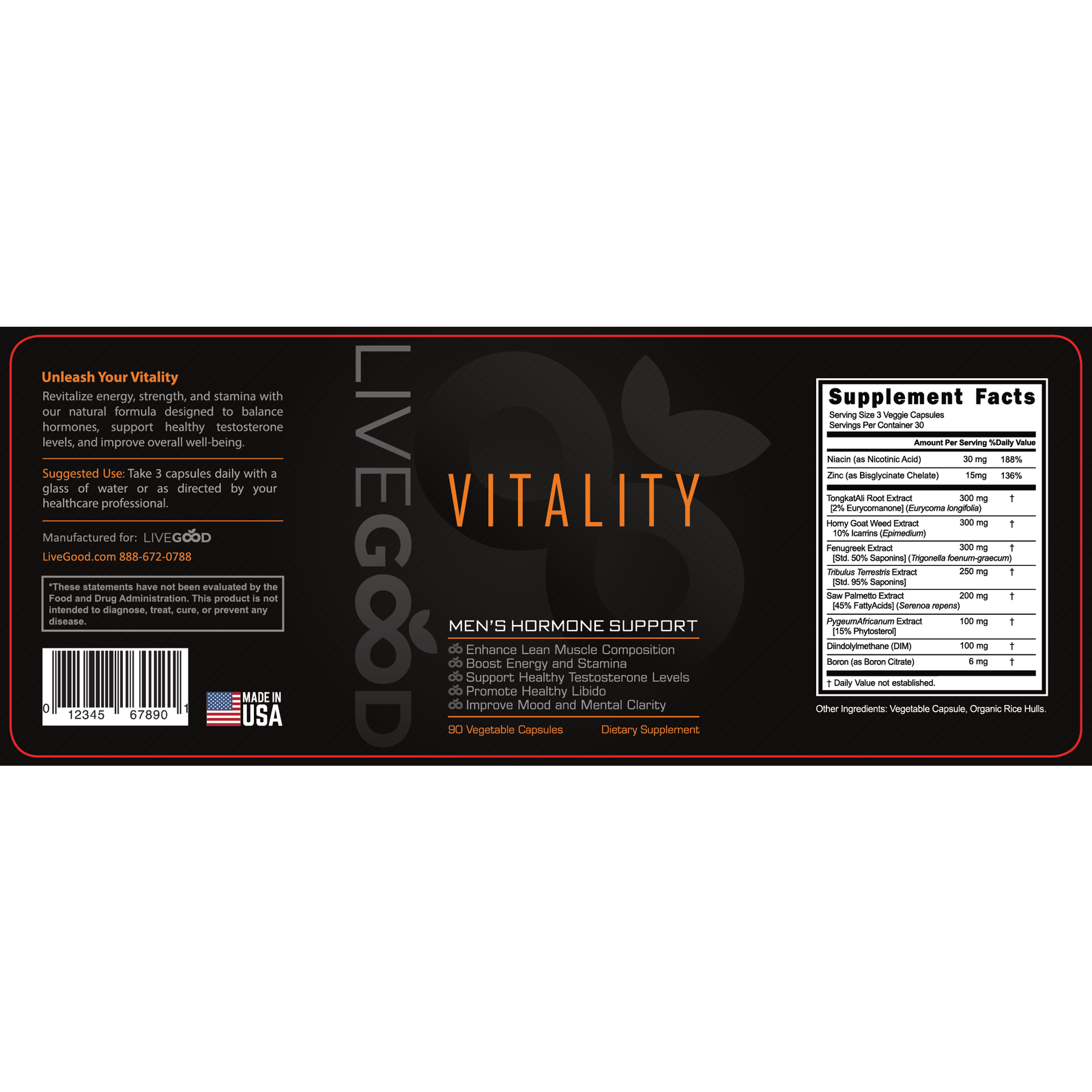 Vitality - Men's Hormone Support Label