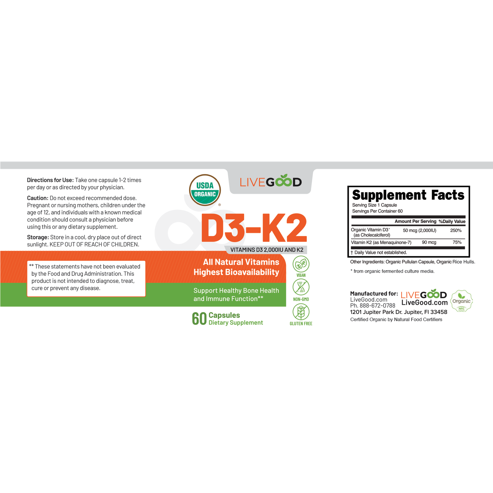 Live Good Organic D3-K2 2000
